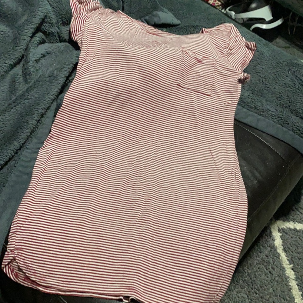 Burgundy/white striped dress
